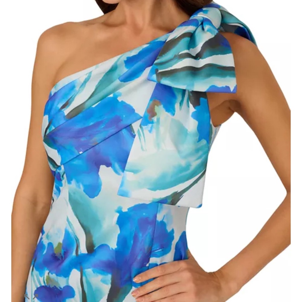 Adrianna Papell One-Shoulder Blue & White Floral Maxi Dress - Picture 4 of 6
